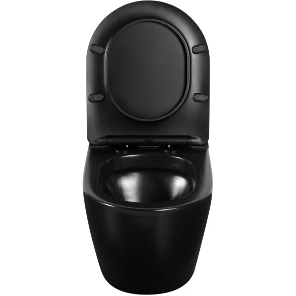 Унитаз подвесной Abber Bequem AC1108PMB импульсный, безободковый, с сиденьем микролифт, черный матовый