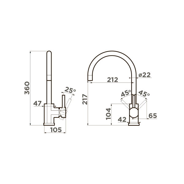 Смеситель для кухни Omoikiri Wakayama-LG 4994291, светлое золото