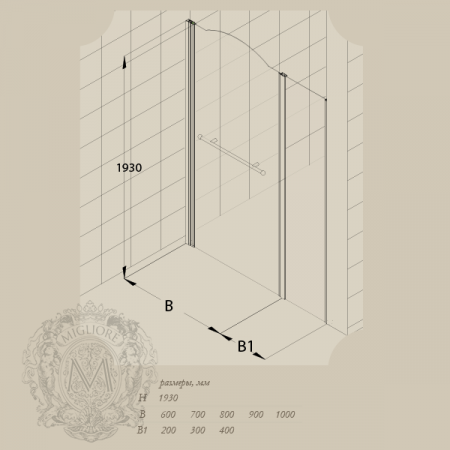 Душевая дверь Migliore Diadema ML.DDM-22.581.TR.DO 80xH195 см, стекло прозрачное/декор R (DX)