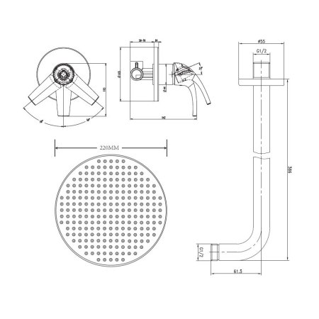 Душевая система скрытого монтажа ESKO (Set_3in1)