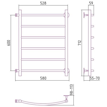 Полотенцесушитель водяной Стилье Версия-Б2 60х50 хром