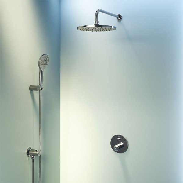 Набор: Смеситель для ванны и душа, верхний душ с держателем, душевой набор и шланговое присоединение AM.PM X-Joy FP85A1RH20, Хром