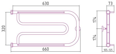 Полотенцесушитель водяной Сунержа Гусли 00-4010-3265 320x650 без покрытия
