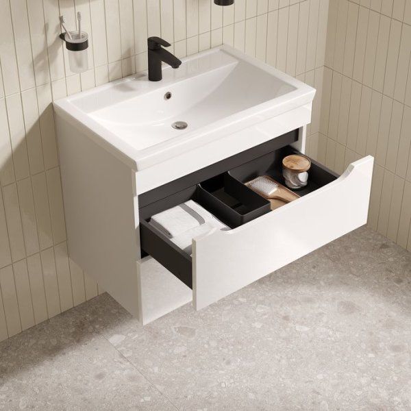 Тумба с умывальником, подвесная, 70 см, белый, Ray, IDDIS, RAY70W0i95K