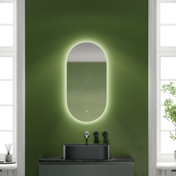 Зеркало для ванной комнаты SANCOS Oval, фоновая подсветка 450х900 с сенсорным управлением на прикосновение,  OV45C