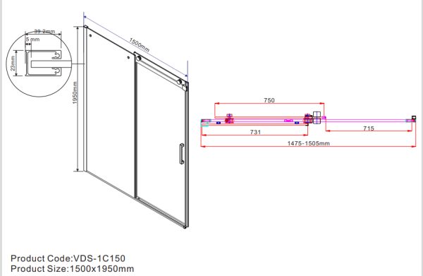 Душевая дверь Vincea Como VPS-1C150CL 150x195 прозрачное/хром