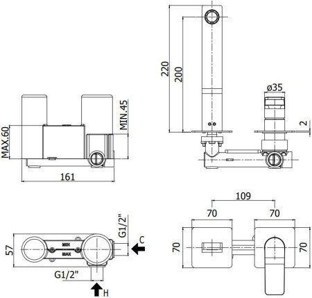 Смеситель Paffoni Tilt TI105CR70 для раковины, хром