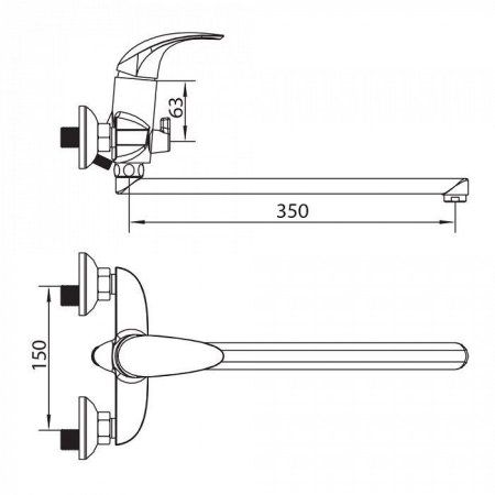 Смеситель Iddis Leaf LEASBL2i10WA для ванны, с длинным изливом