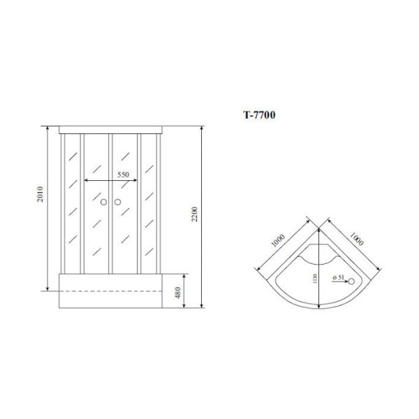 Душевая кабина Timo Lux 100*100*220  (T-7700)