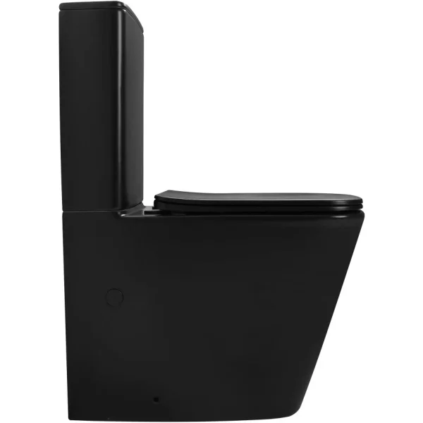 Унитаз-компакт Abber Rechteck AC1210TMB безободковый, торнадо, с сиденьем микролифт, черный матовый