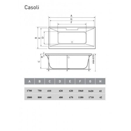 Акриловая ванна Vayer Casoli Гл000006808 180x80