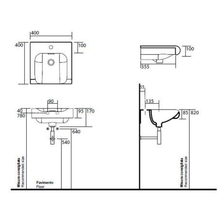 Раковина Kerasan Inka Project 341201*1 40x40 белый