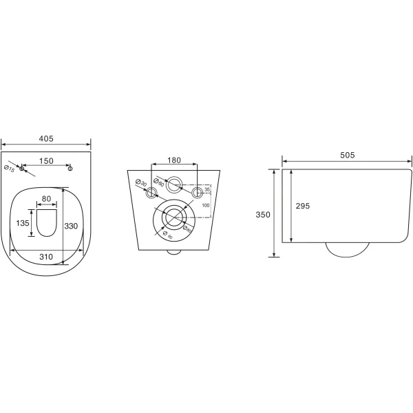 Унитаз подвесной Charus Elmo EWC700-129W безободковый, торнадо, с сиденьем микролифт, белый