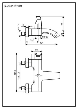 Смеситель Emmevi Niagara 74031/CR для ванны, хром