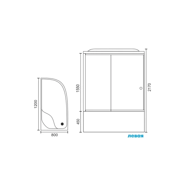 Душевая кабина 120x80x217 см Royal Bath RB8120BK2-M-L матовое