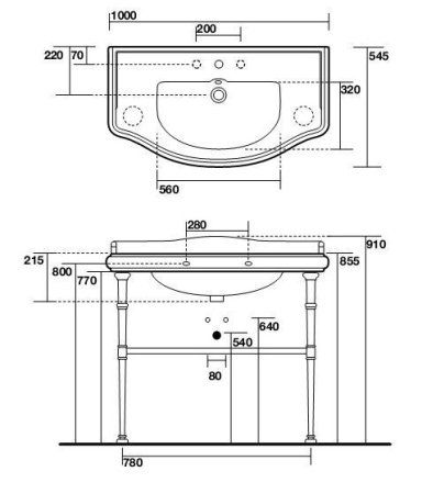 Консоль под раковину Kerasan Retro 730090 хром