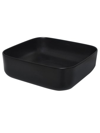 Раковина накладная квадратная, AQUAme AQM5011 цвет черный матовый 390x390x130