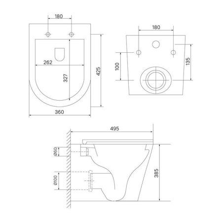 Унитаз подвесной безободковый, Axes, IDDIS, AXERDSEi25