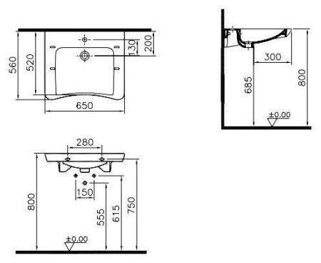 Раковина VitrA S20 5291B003-0001 65