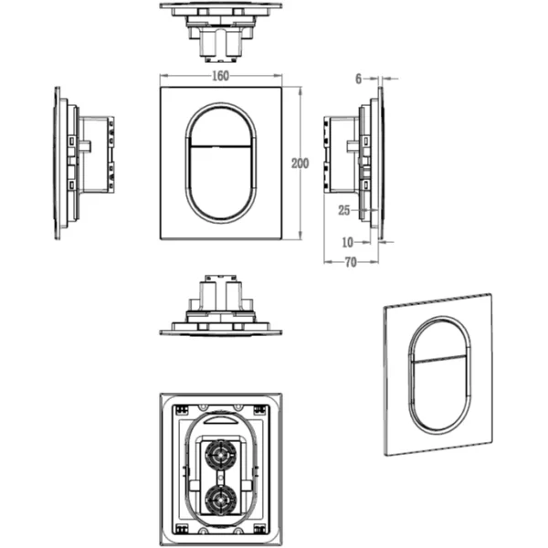Кнопка смыва Wonzon & Woghand WW-IB257-CR для инсталляции, хром