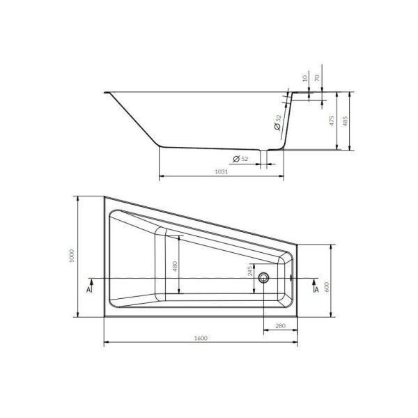 Акриловая ванна Cersanit Crea P-WA-CREA*160-RNL 160х100