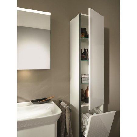 Шкаф-пенал Burgbad Iveo HSIG035RF2833G0161 R с бельевой корзиной, белый глянцевый