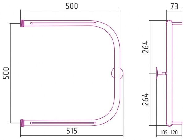 Полотенцесушитель водяной Стилье П-образный 2П 50х50 с полками
