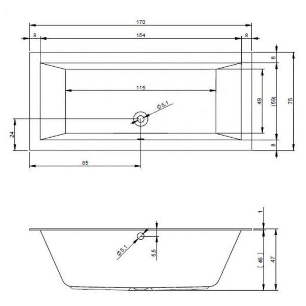 Ванна акриловая Riho Lugo B132001005 170x75 с тонким бортом