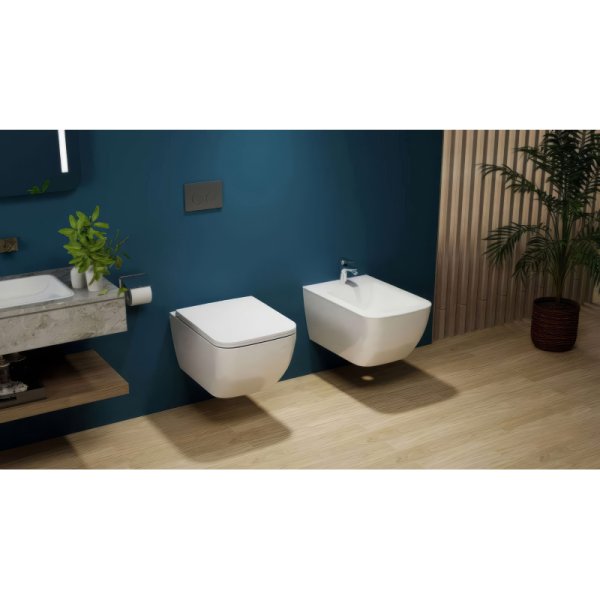 Унитаз подвесной SMARTFLOW VIGENTE безободковый с микролифтом SMF811-WH, белый