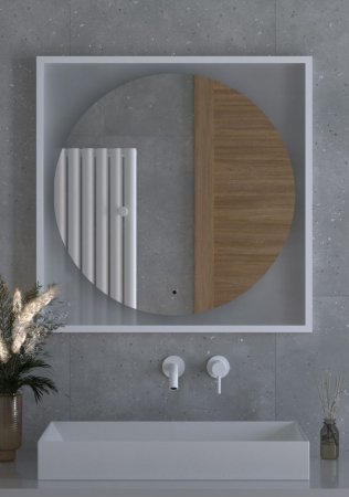 Зеркало с LED-подсветкой настенное Defesto Eclipse DF 2228R 80x80 белый