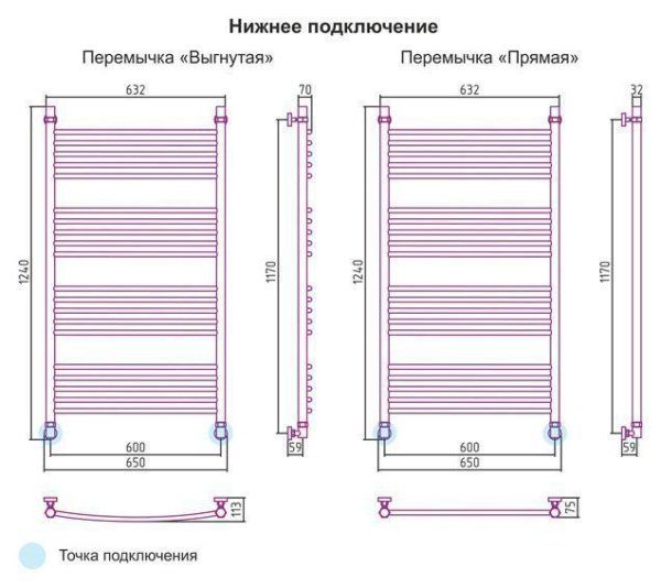 Полотенцесушитель водяной Сунержа Богема 1200x600 хром выгнутый