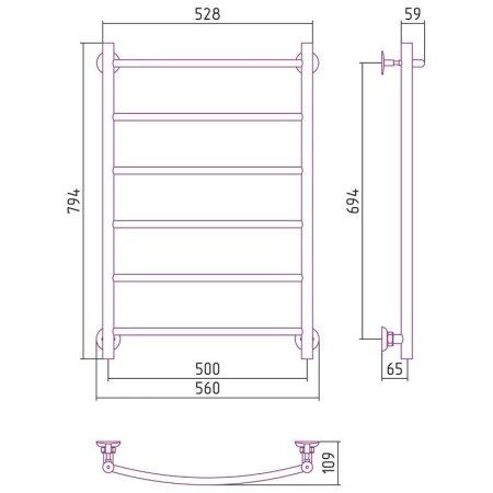 Полотенцесушитель водяной Стилье Версия-H2 80х50 хром