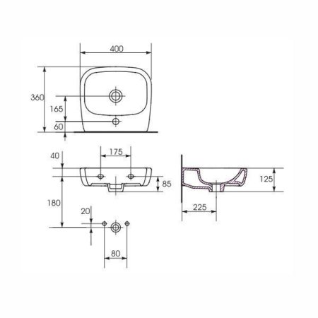 Раковина Cersanit Facile UM-FA40/1-L  40 L