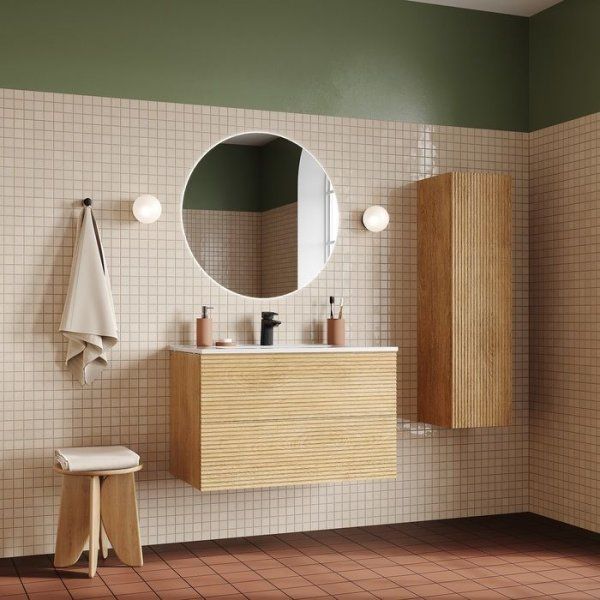 Тумба с умывальником, подвесная, 80 см, дуб светлый, Bild, IDDIS, BIRCL8NG0VRY0iEL95RYK