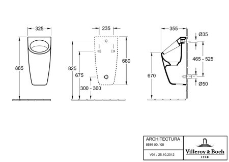 Писсуар Villeroy & Boch Architectura 55860501 подвесной, альпийский белый