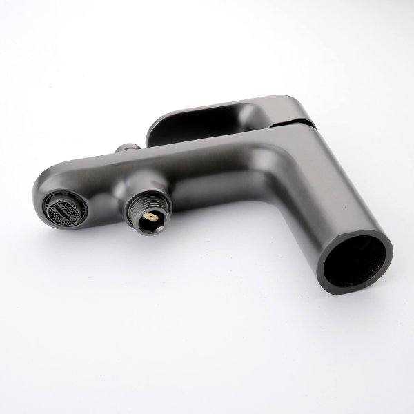 Смеситель врезной на борт ванны на 1 отв. Aquatek AQ1944BGM АЛЬФА , оружейная сталь