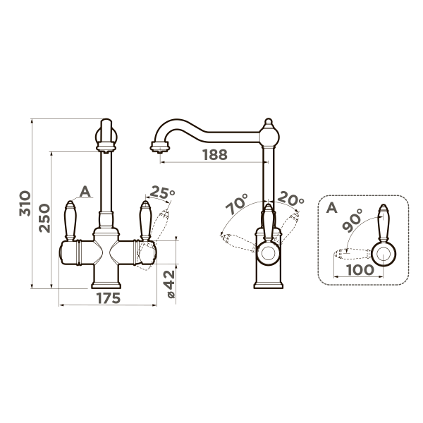 Смеситель для кухни Omoikiri Tottori-AB 4994009, античная латунь
