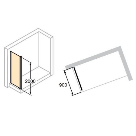 Душевая перегородка Huppe Aura 401608.092.321 100 с неподвижным сегментом, прозрачное стекло, х