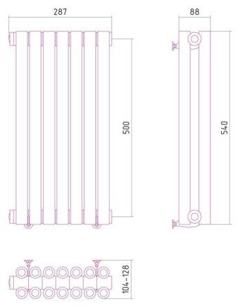 Дизайн-радиатор Сунержа Эстет 500х287 хром (7 секций) водяной