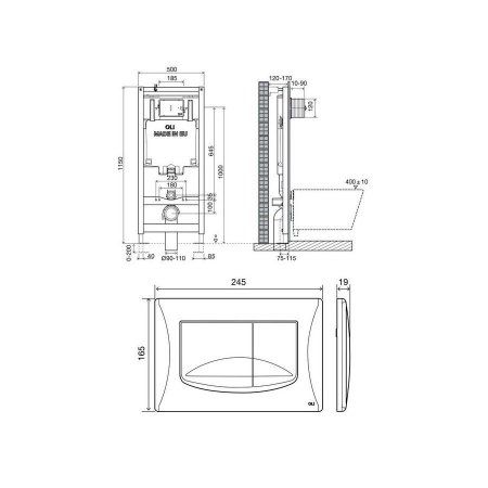 Система инсталляции для унитазов Oli 80 300572mRi00 с клавишей смыва