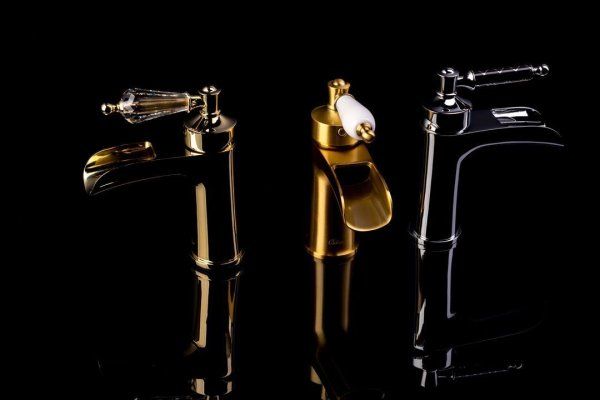 Смеситель Boheme Vogue 223-MR-B для ванны с душем, хром, ручка Murano black