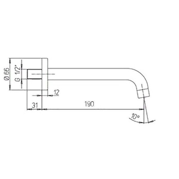 Излив Paini Cox 78BNPZYY20UB7CHKANDO19BQ 190 мм, черный брашированный PVD