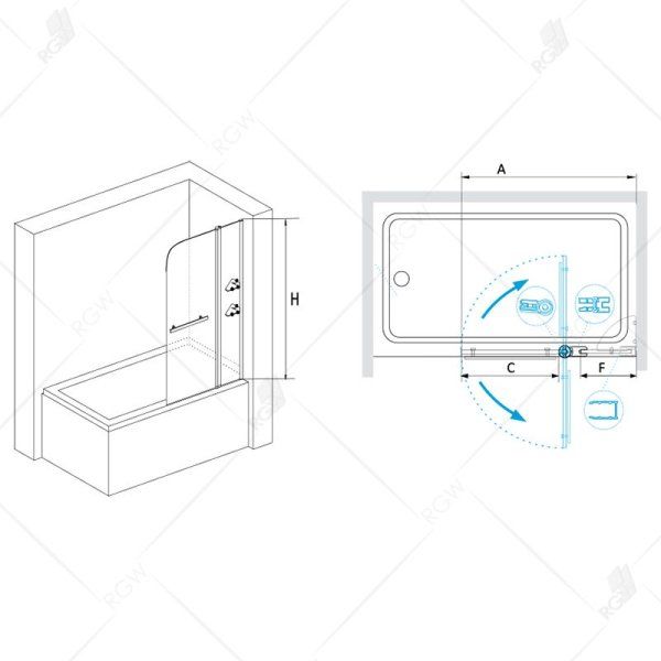 Шторка на ванну RGW Screens 03110810-11 стекло прозрачное/профиль хром