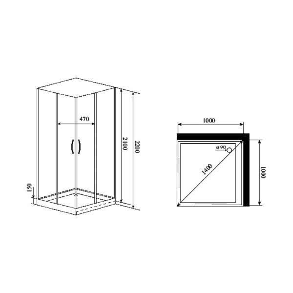 Душевая кабина Timo Premium NURA 100*100*220  (H-516)