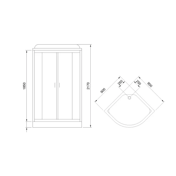 Душевая кабина 90x90x217 см Royal Bath RB90HK2-T-CH прозрачное
