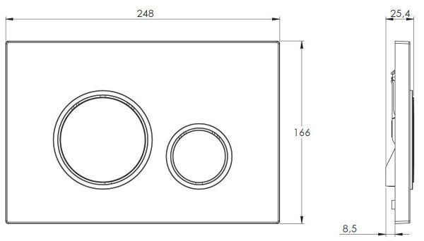 Кнопка смыва Azario 24.8х2.5х16.6 , пластик, цвет Белый/Хром (AZ-8200-0045)