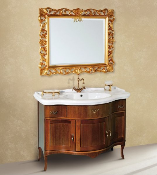 Тумба с раковиной Tiffany World Victory 112 орех, ручки хром, 2 ящика, 3 дверцы