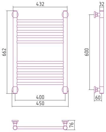 Полотенцесушитель водяной Сунержа Богема+ прямая 03-0220-6040 600x400 золото