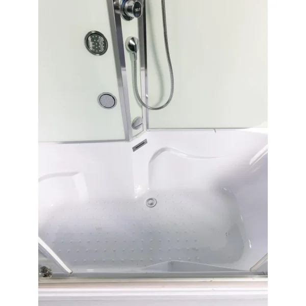 Душевая кабина WeltWasser Emmer 150/85/55 10000003925 150x85x220 см, с крышей, гидромассажем, высокий поддон, профиль матовый хром, стекло прозрачное