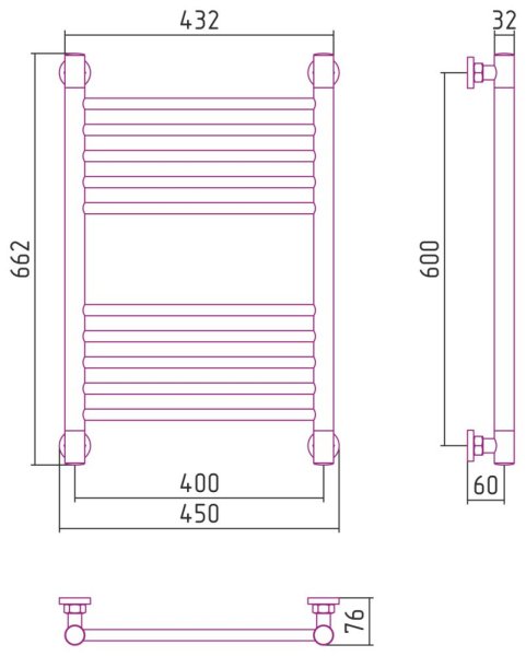 Полотенцесушитель водяной Сунержа Богема+ прямая 03-0220-6040 600x400 золото